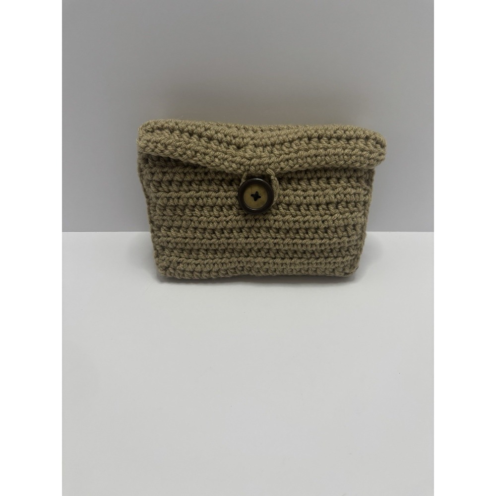 Handmade Beige Crocheted Wallet With‎ Zipper Pocket